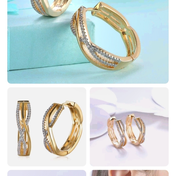 18k GOLD SILVER HOOP EARRINGS >NEW< $110 retail - Picture 1 of 5